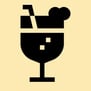 Icon of a cocktail glass with straw and garnish.