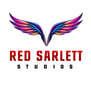 a red and blue logo for red scarletet studios