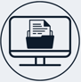 Jimproved Tech logo of a screen with a file, representing digital decluttering services