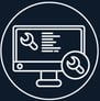 Jimproved Tech logo of a screen with a wrench, representing Operating System upgrades, maintenance