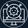 Jimproved Tech logo of a screen with a virus on it, representing virus and malware removal
