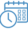 an outline of a blue calendar icon