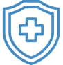 an outline of a blue shield icon