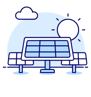 Ícone com placas solares e um sol atrás