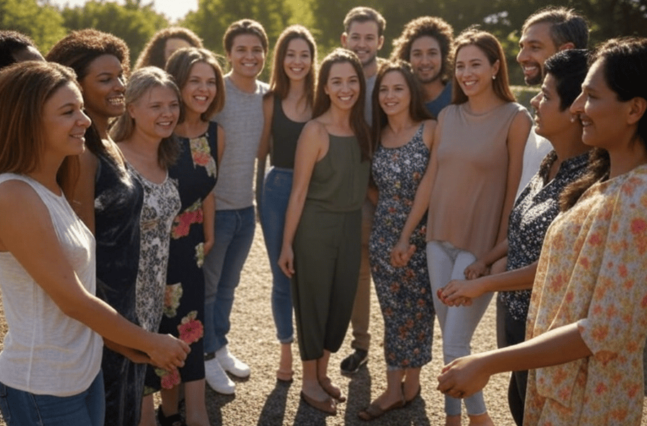 groupe solidaire de femmes et d'hommes pour la journée internationale des droits des femmes