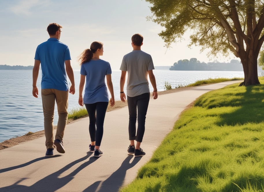 healthy people walking down a path to health