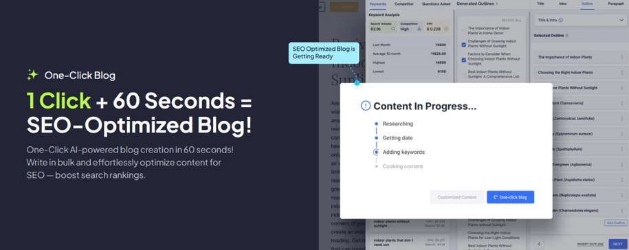 Getgenie one-click Blog feature