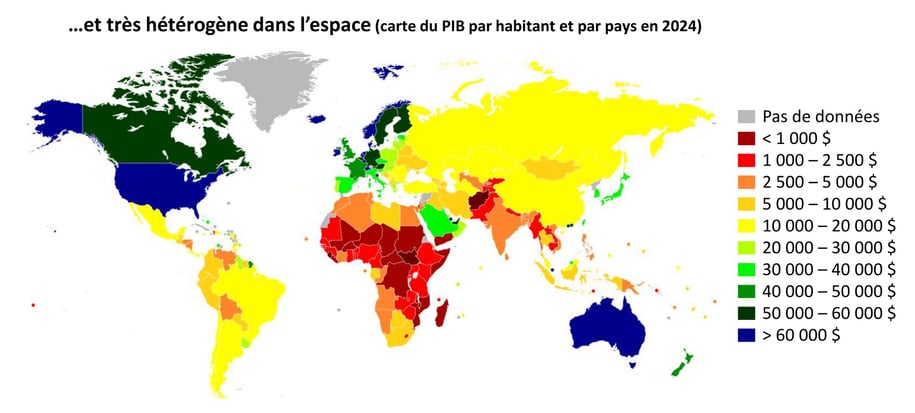 Définition de la croissance économique en image, avec la carte du PIB par habitant et par pays