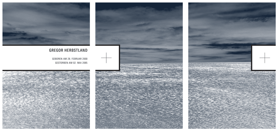 Drei-Trauerkarten-Design für Segler im Standardbrief-Format