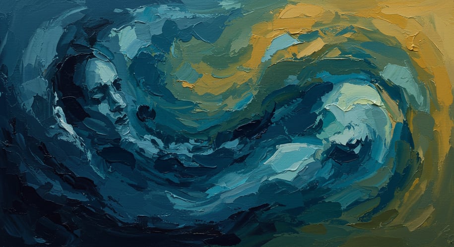 una pintura abstracta al óleo del rostro de un hombre