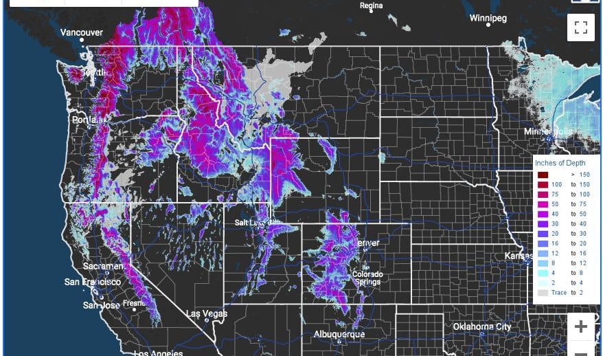 iWeathernet sample snow cover/depth image. For WeatherSources background sample image. Feb2024