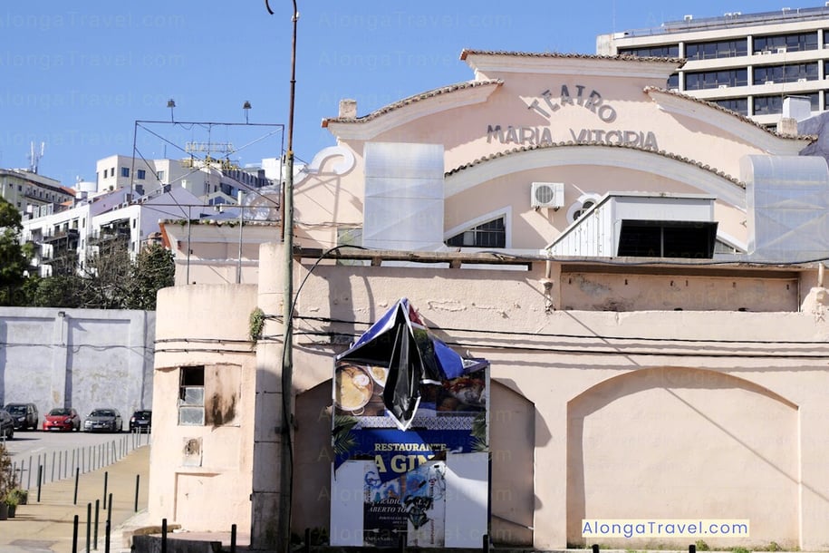 Pink building of Teatro Maria Vitoria in Parque Mayer