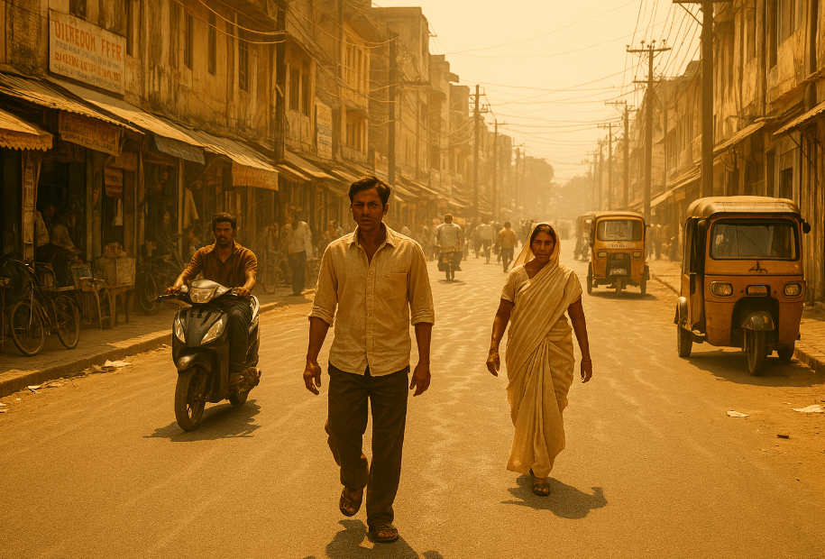 forte chaleur dans une rue d'Inde pour la journée mondiale du climat