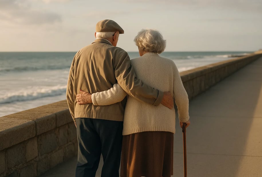 image touchante d'un couple de personnes âgées pour la journées des personnes âgées. p