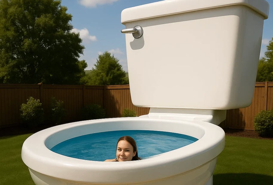 Piscine en forme de toilette pour la journée mondiale des toilettes.