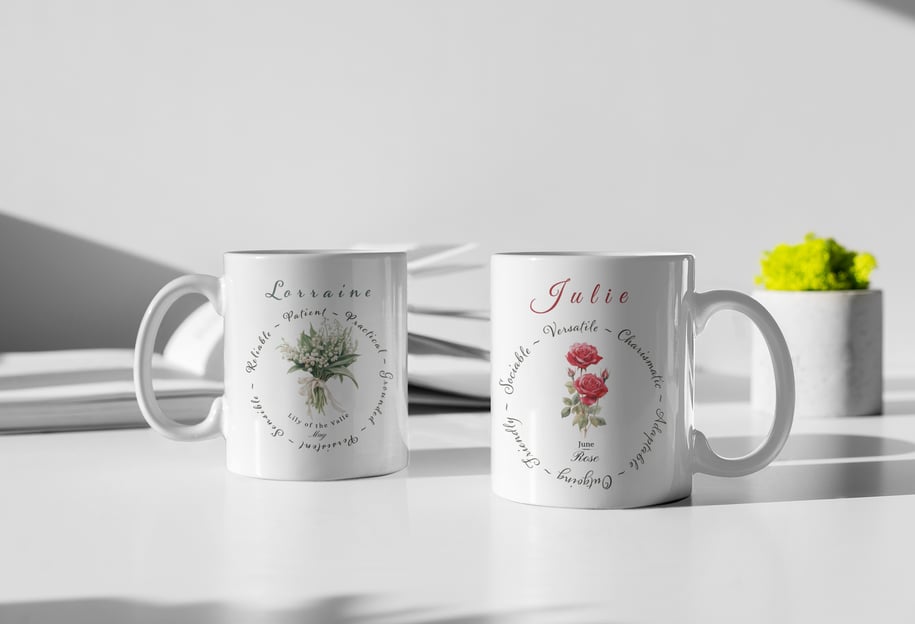 Personalised birth flower mugs
