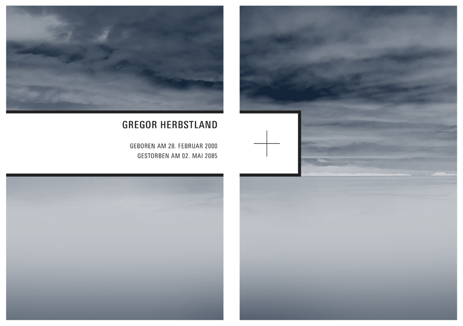 Ruhe und Frieden-Trauerkarte mit Meer und Himmel