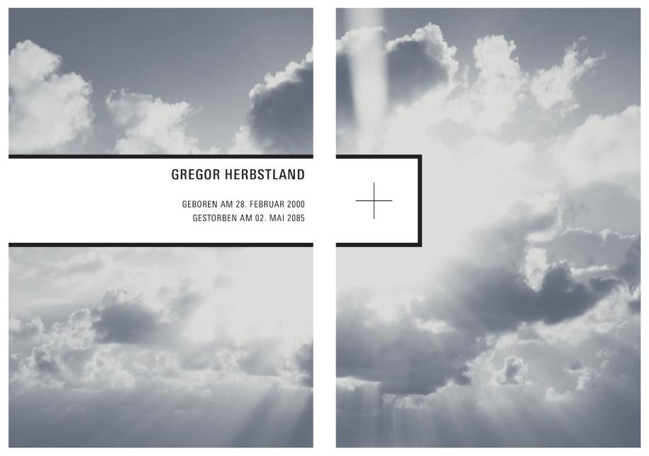 Design-Trauerkart mit Himmel im Duplex-Stil