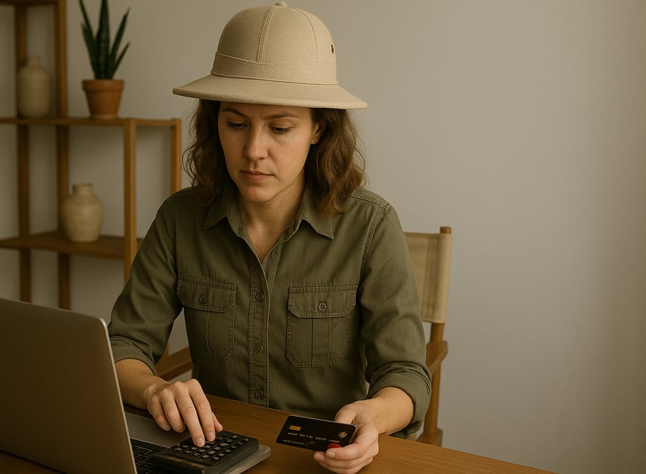 A woman planning a safari trip