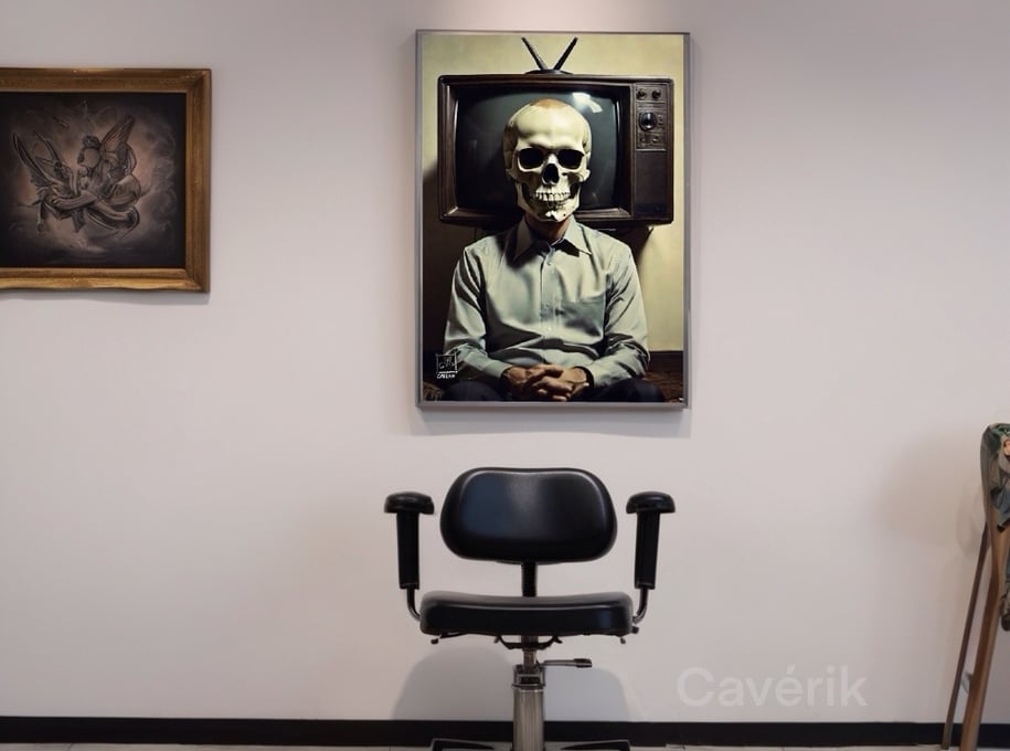 Quadro personalizado da Cavérik, adicionando uma camada de individualidade ao studio de tatuagem.