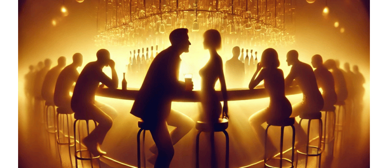 Dream Interpretation Image: a man and woman sitting at a bar