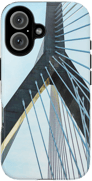 Suspension Bridge Phone Case featuring a bold architectural image of bridge cables and steel lines