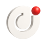 a red ball sitting on top of a white letter d