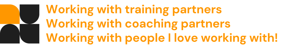 Logo and text: Working with training partners, working with coaching partners, working with people 