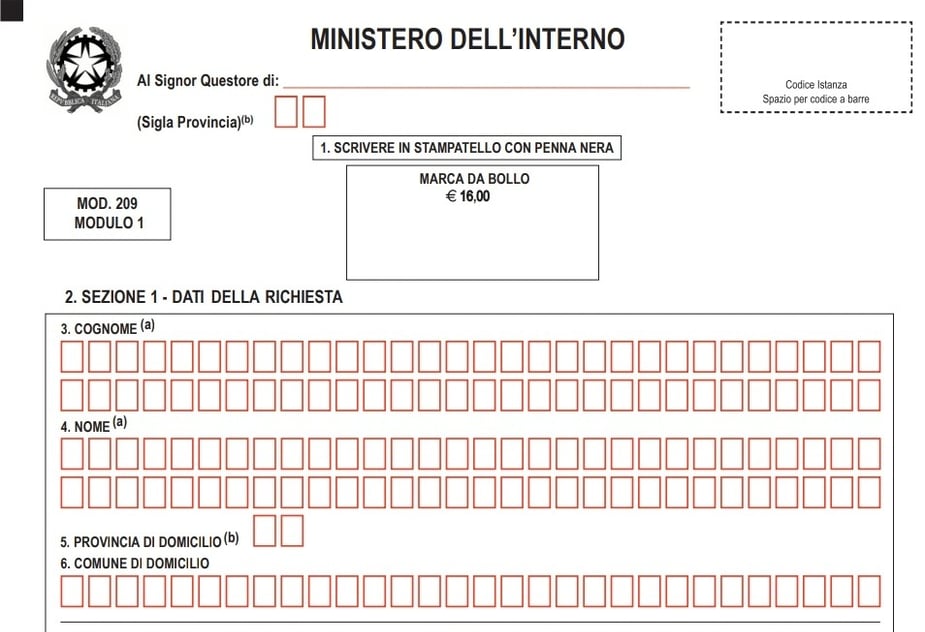 Preencher permesso di soggiorno 