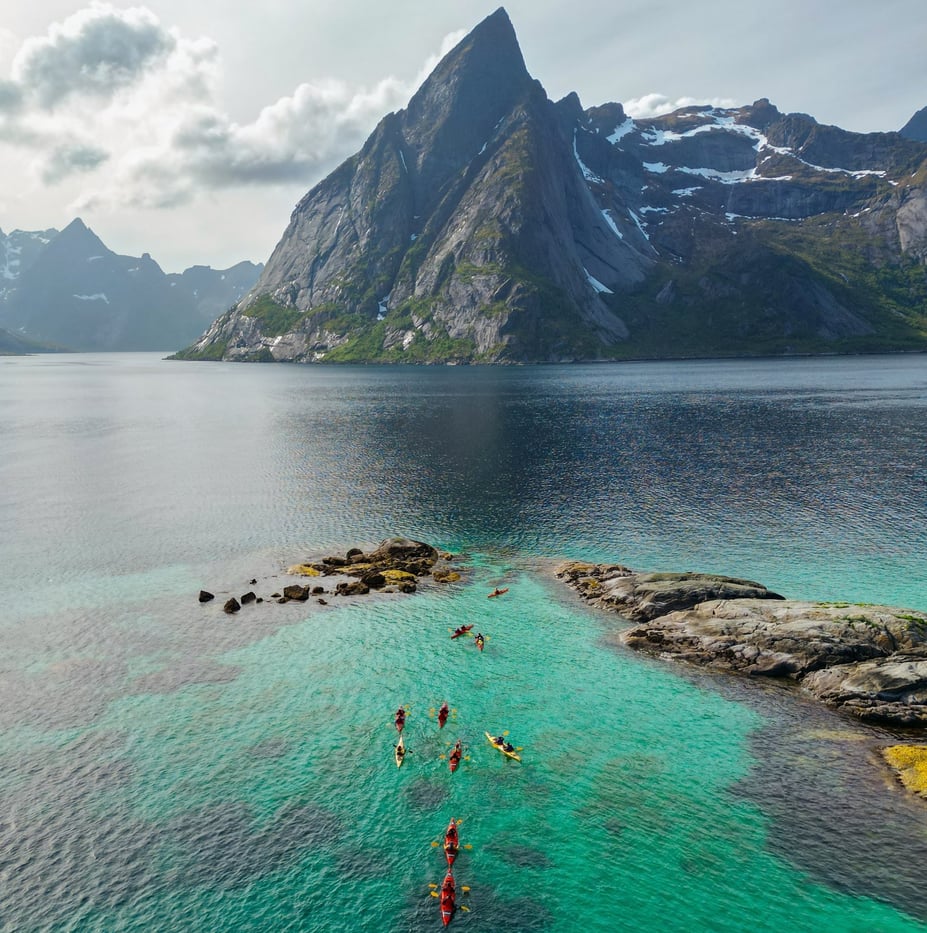 Kayaking in Hamnøy, Lofoten before fish and chips at Maritime Munchies.