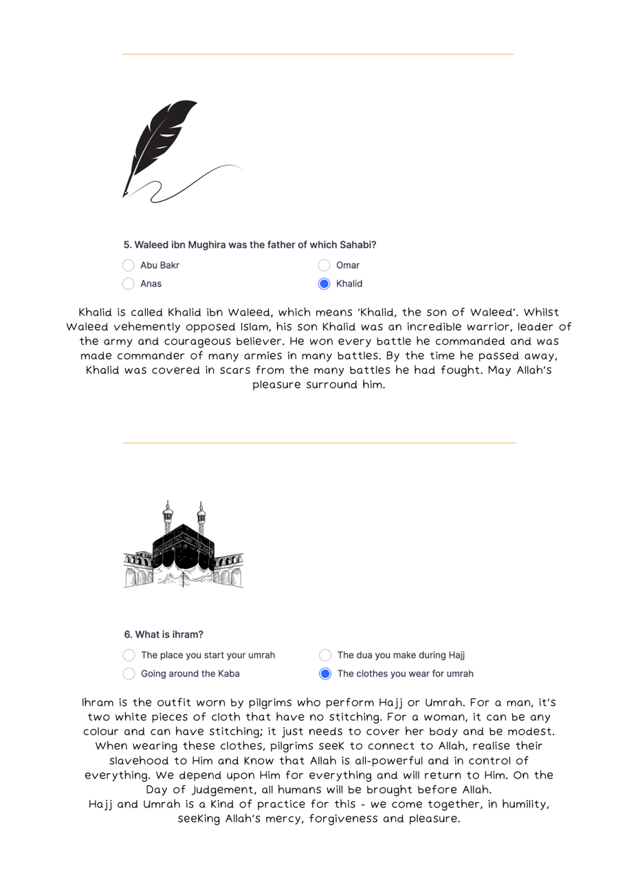 Tawfiq Issue 2 Quiz answers 5, 6