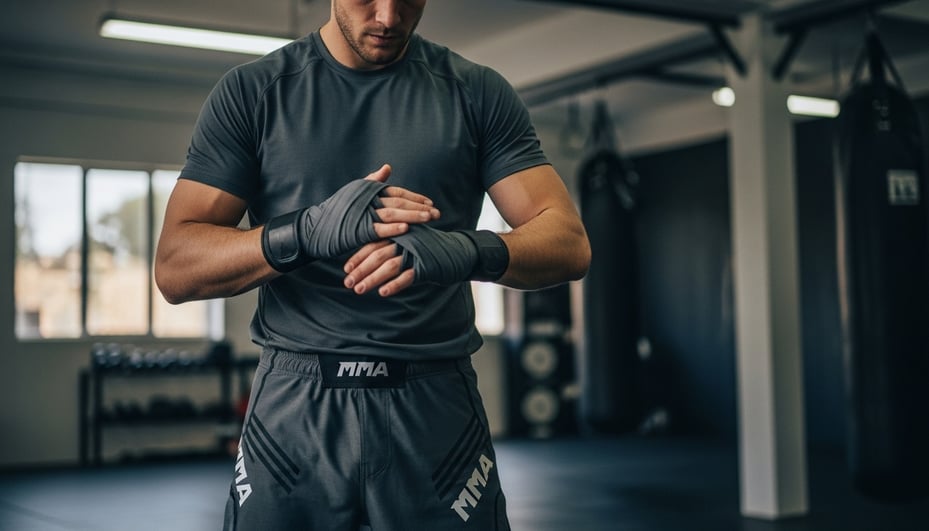 a man in a black shirt and a boxing gloves