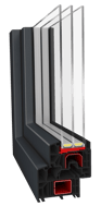 a window with a glass window and a window with a glass door