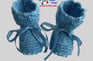 chaussons bleus tricot laine bb fait main