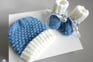 Bonnet et chaussons layette bb bleublancneige