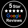 5-star Google review icon in the footer of Taouk Watford website.