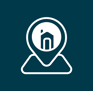 a map pin pinpointe with a house in the middle