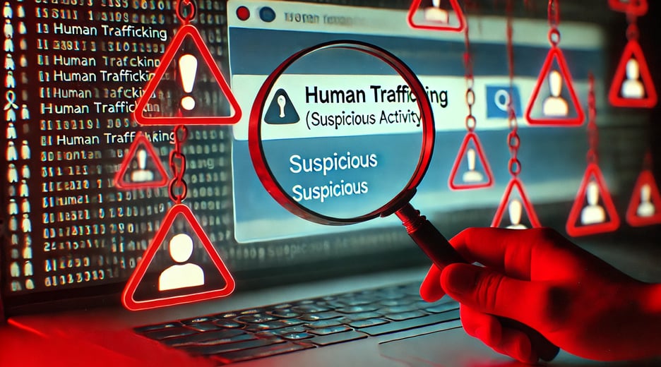 A digital image of an OSINT investigator looking into human trafficking 