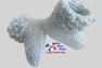 Chaussons bleu azur modele layette bb tricot bebe fait main bleublancneige