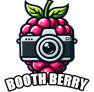 Booth Berry photo booth logo, a camera with a camera and a raspberry
