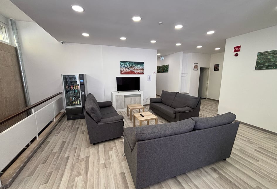 The Vault Hostel — lounge area