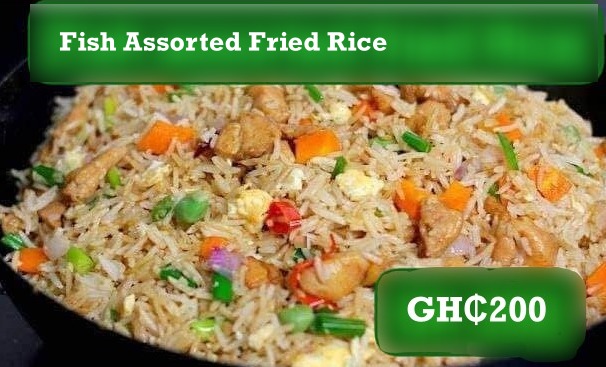 Fish assorted fried rice at de place restaurant gh