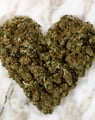 weed flower shaped as a heart on a white background