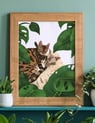 Bengal cats cuddling digital portrait