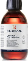 Flacone di olio di cocco frazionato per hair oiling, idratazione profonda dei capelli