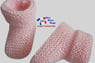 Chaussons roses modele layette bb tricot bebe fait main