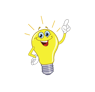 Emoji en forme d'ampoule avec un sourire, symbolisant une idée importante