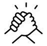 black and white icon of two hands shaking