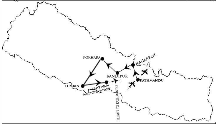 Map of Nepal tour package