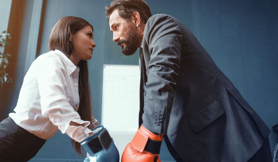 Woman and Man Staring at one another